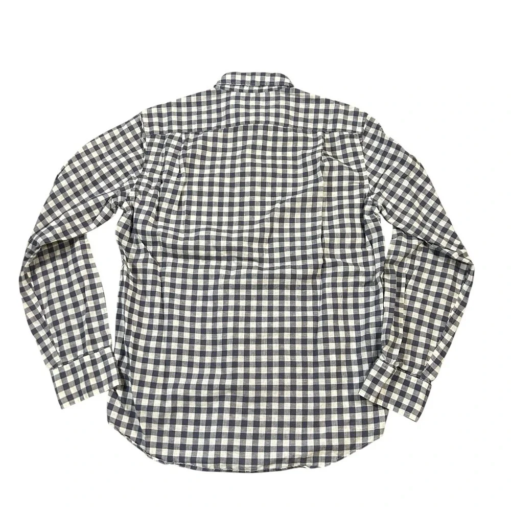 J‎ Crew Linen Cotton Blue Plaid Slim Long Sleeve Button Shirt Mens Medium